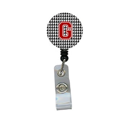 Teacher&Aposs Aid Houndstooth Black Initial G Monogram Initial Retractable Badge Reel or ID Holder with Clip TE3428724